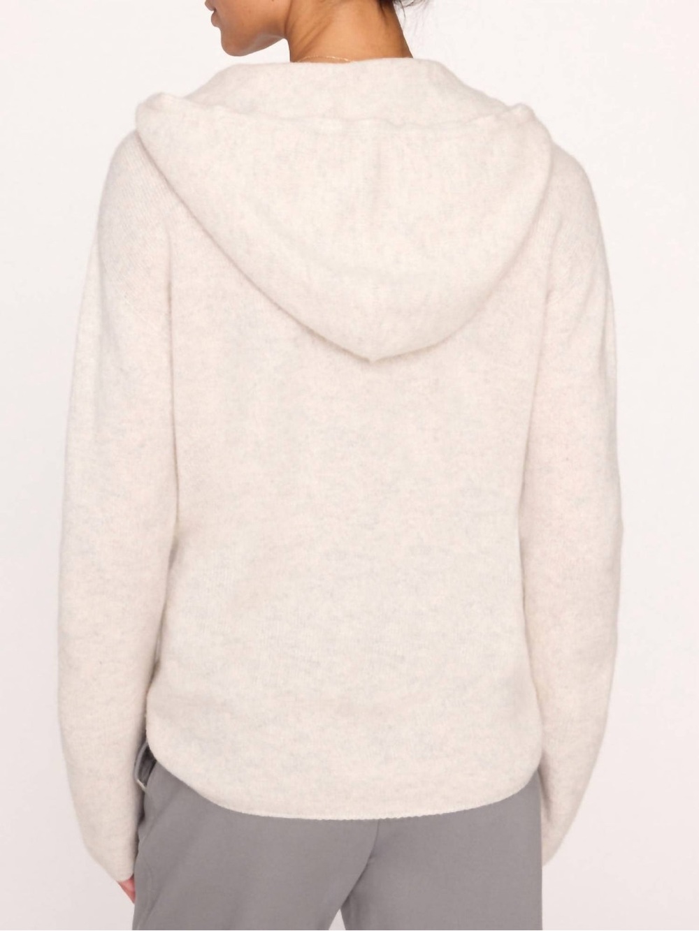 Brochu Walker - Cashmere Seamless Hoodie Knit Sweater Ivory Cream Small - Picture 4 of 11